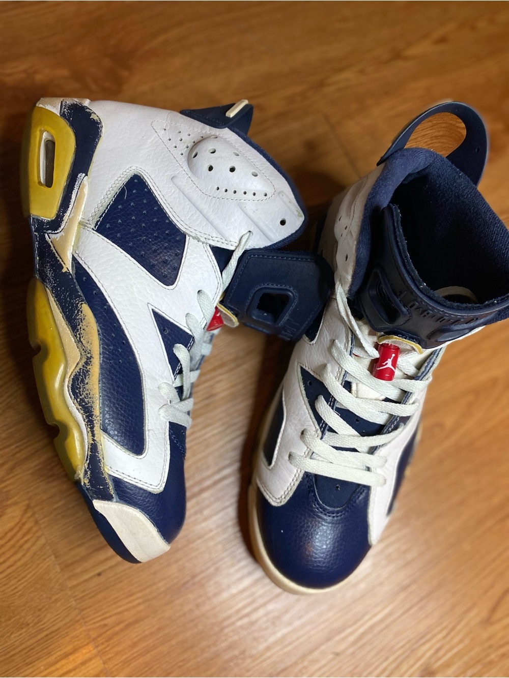 Jordan Kids Navy, White and Yellow High-Top Sneakers